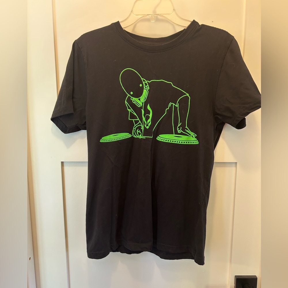 Cyberdog London Black Alien DJ T-Shirt with Neon Green Accents